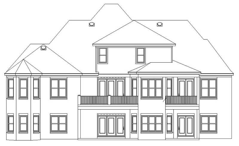 Home Plan Rear Elevation of this 1-Bedroom,4299 Sq Ft Plan -170-1023