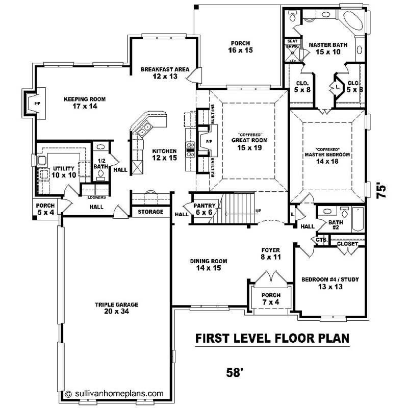 Floor Plan Main Level of Transitional Plan #170-1026