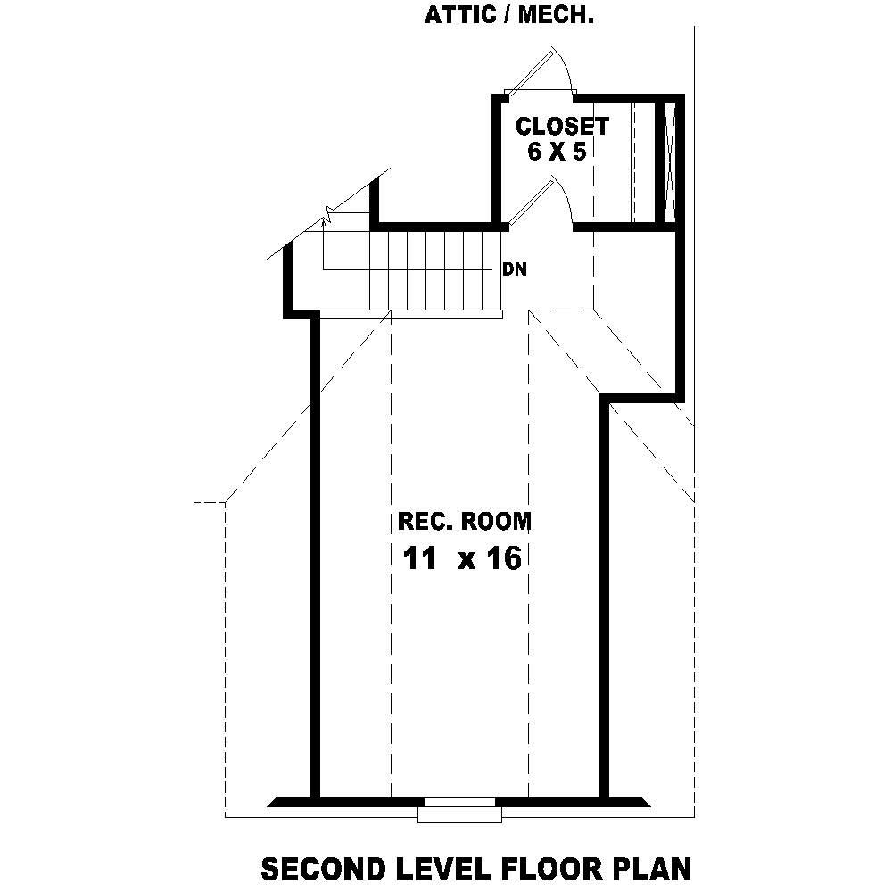 Floor Plan Second Story of Ranch Plan #170-1028
