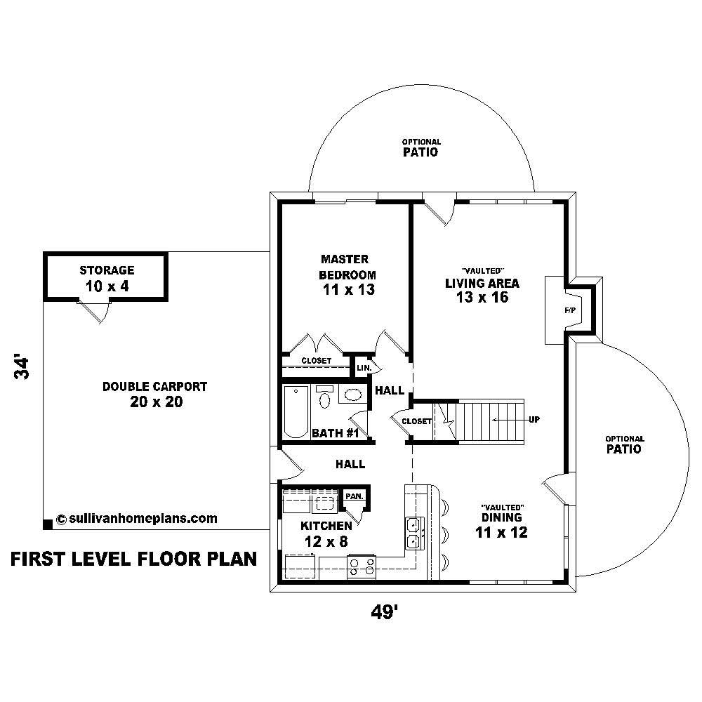 Floor Plan First Story of Small House Plans #170-1031