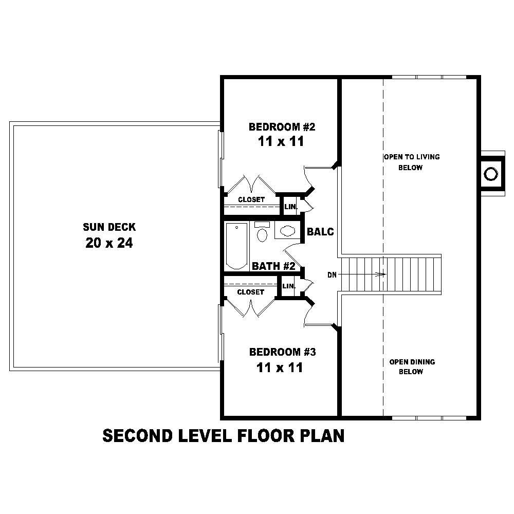 Floor Plan Second Story of Small House Plans #170-1031