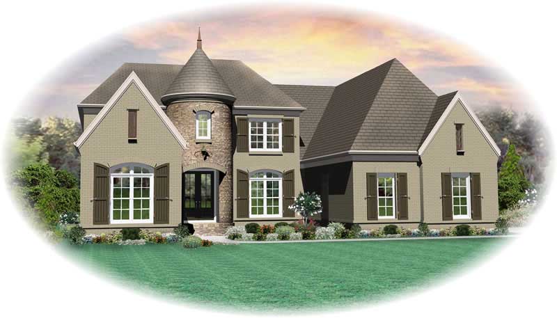 Front view of Southern home (ThePlanCollection: House Plan #170-1034)