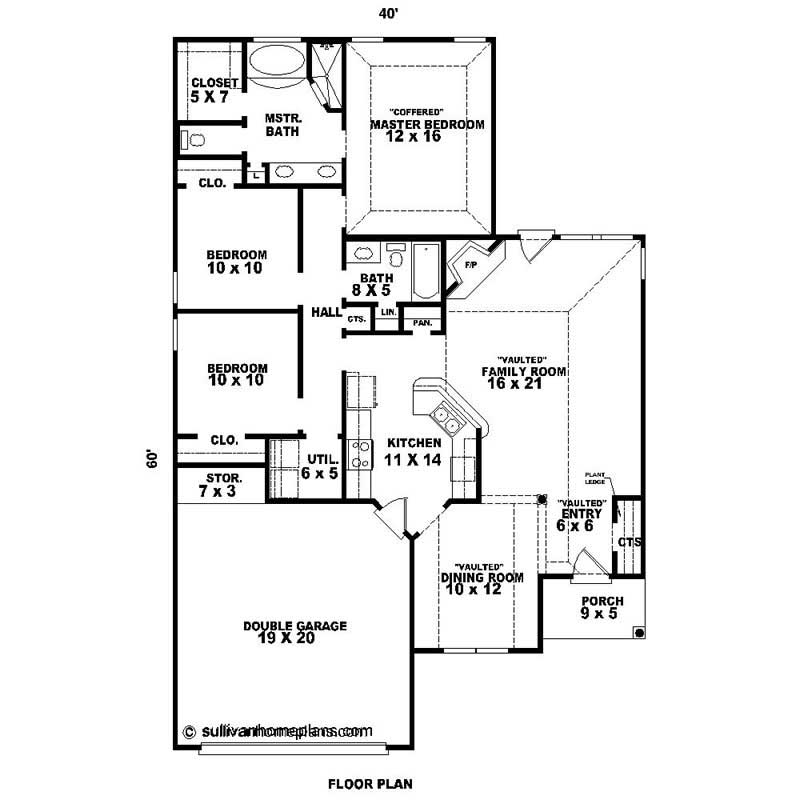 Floor Plan First Story of Southern Plan #170-1041