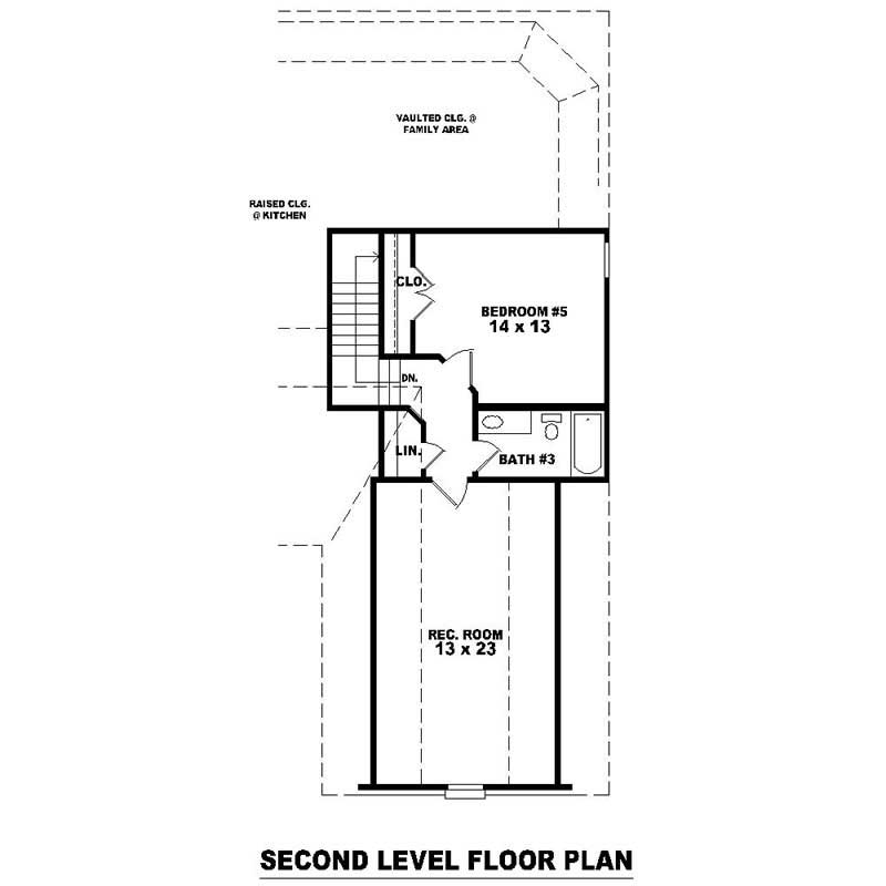 Floor Plan Second Story of Southern Plan #170-1052