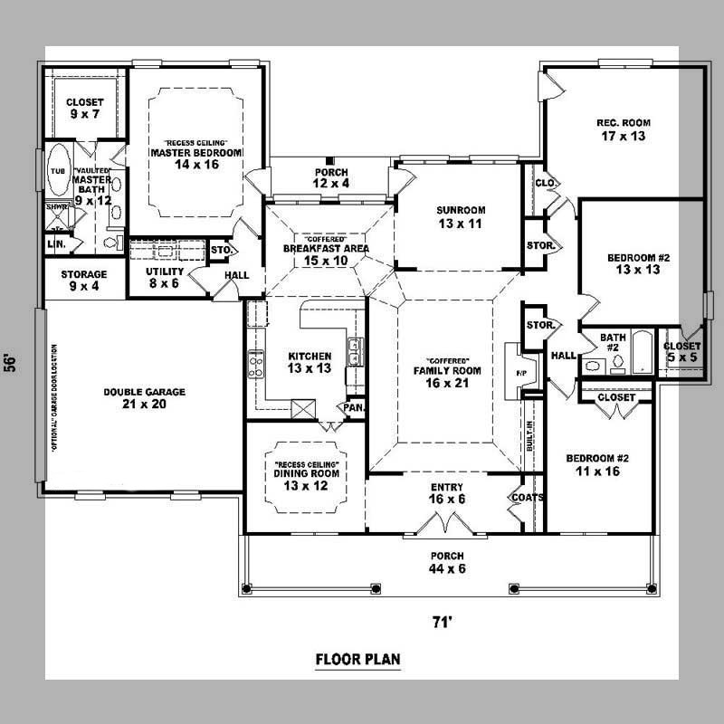 Floor Plan First Story of Ranch Plan #170-1057