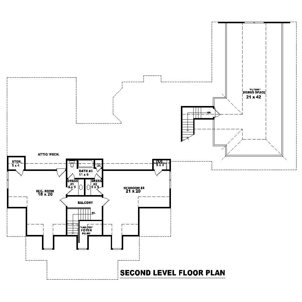 Floor Plan Second Story of Luxury Plan #170-1064