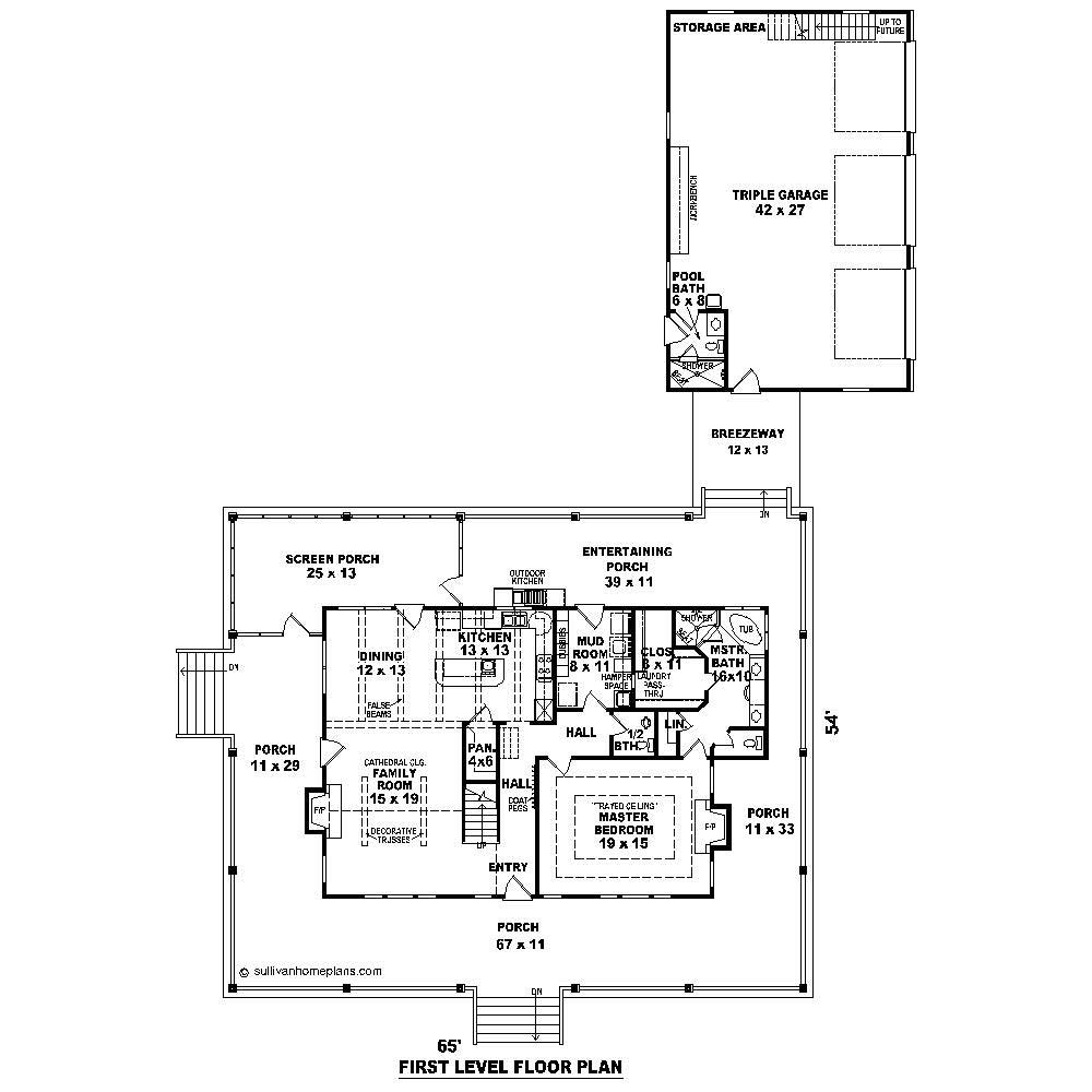 Floor Plan First Story of Country Plan #170-1066