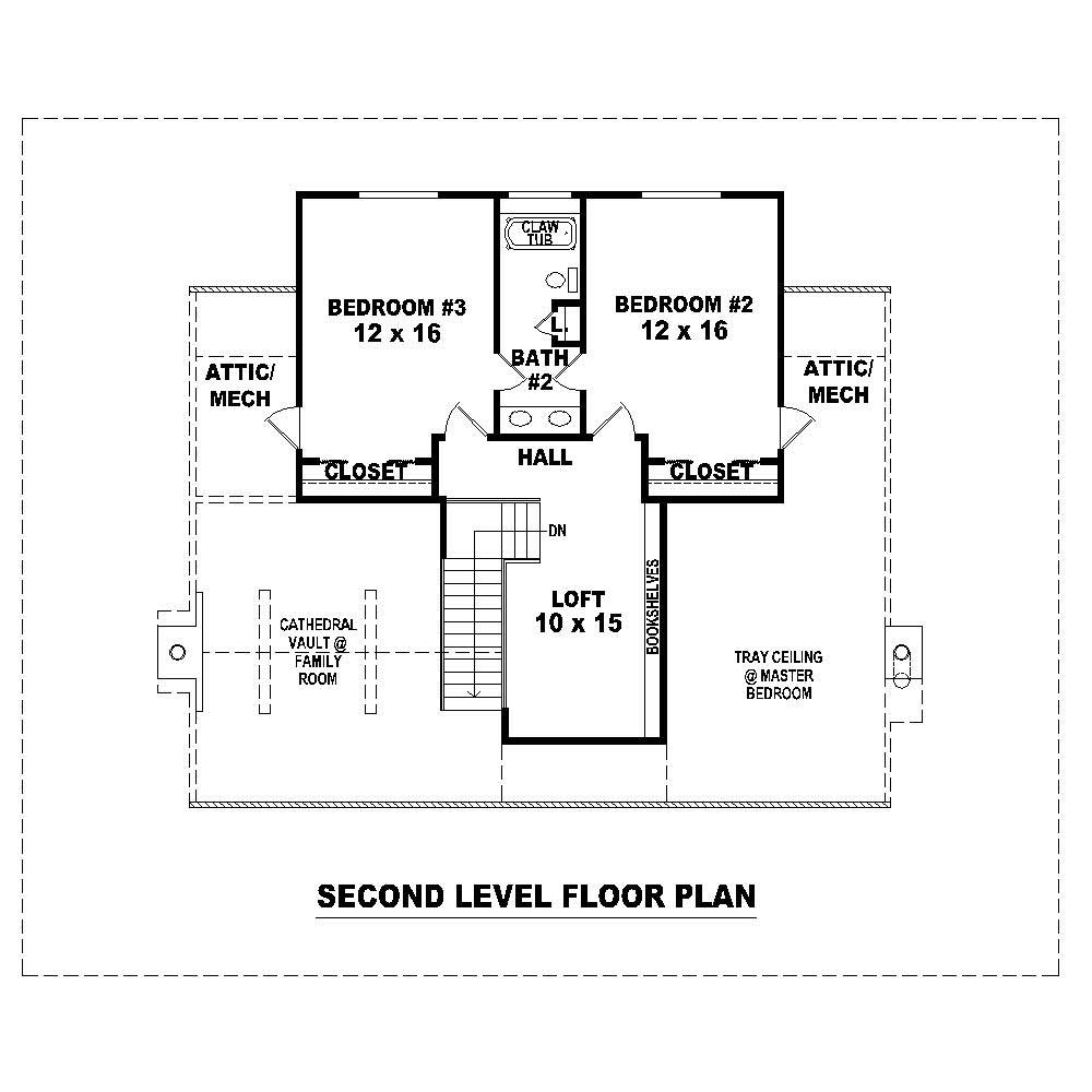 Floor Plan Second Story of Country Plan #170-1066