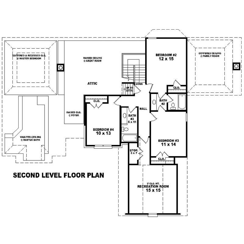 Floor Plan Second Story of Southern Plan #170-1068