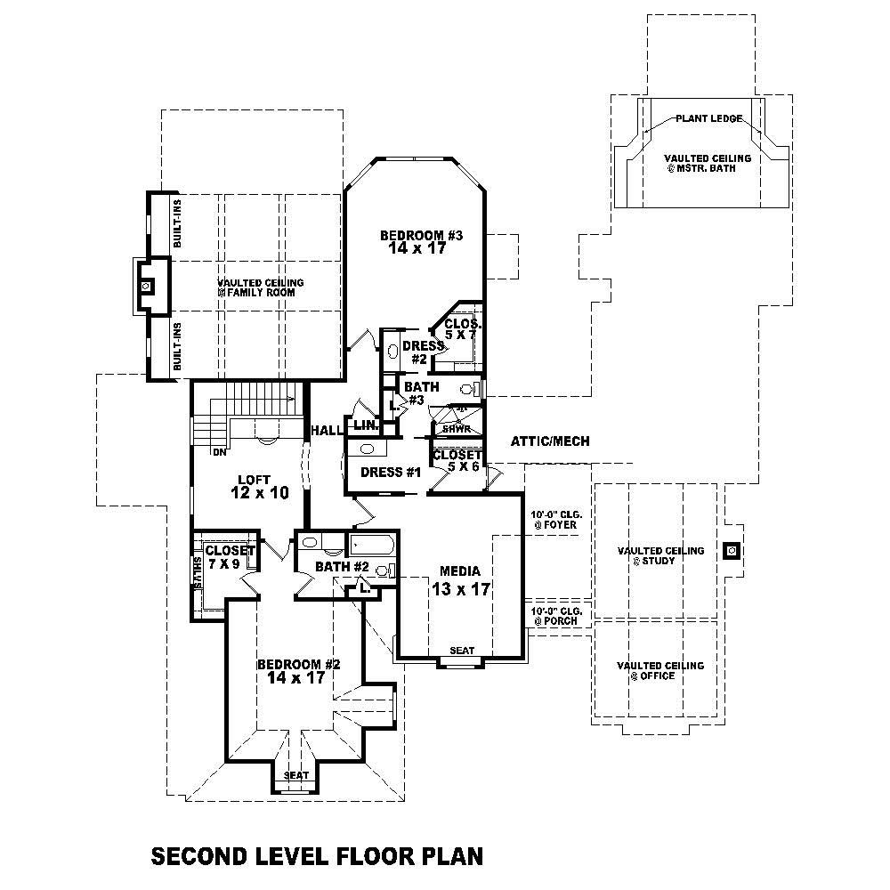 Floor Plan Second Story of Country Plan #170-1069