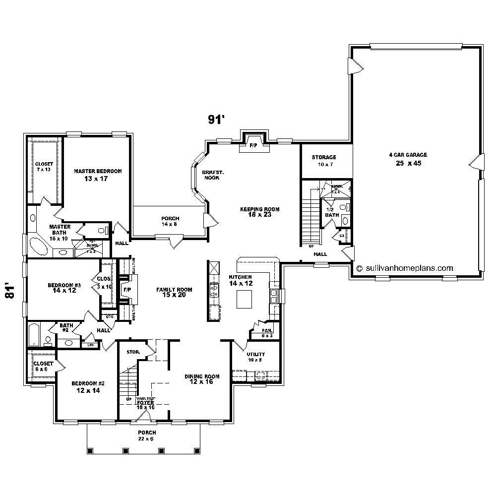 Floor Plan First Story of Luxury Plan #170-1070