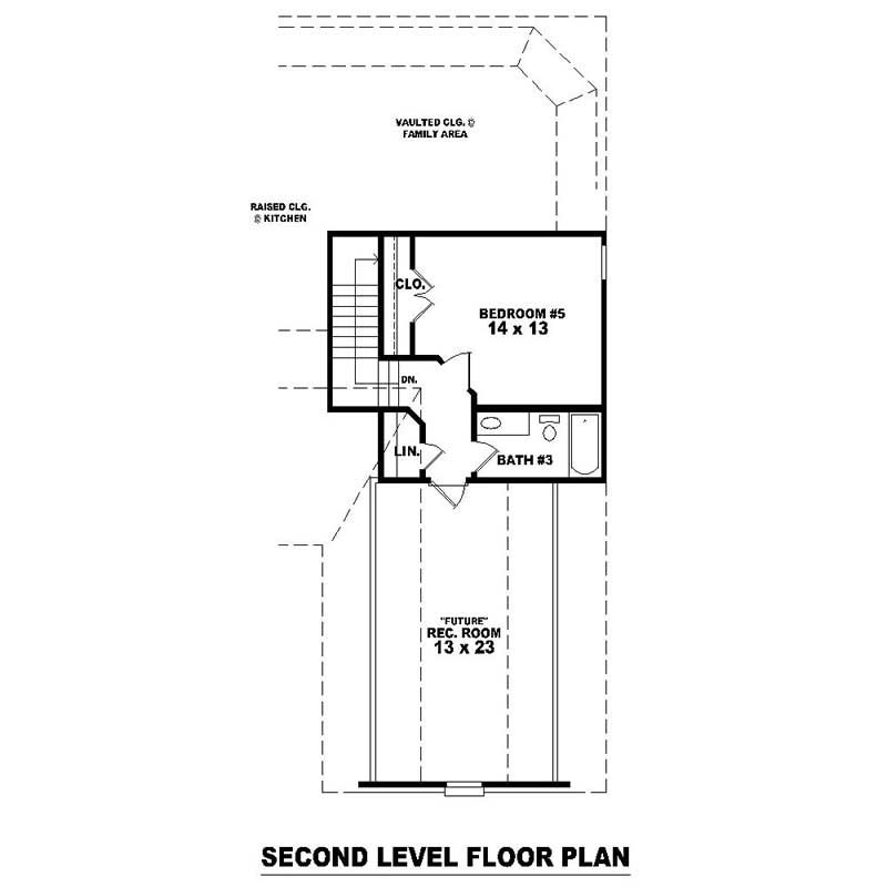 Floor Plan Second Story of Southern Plan #170-1071