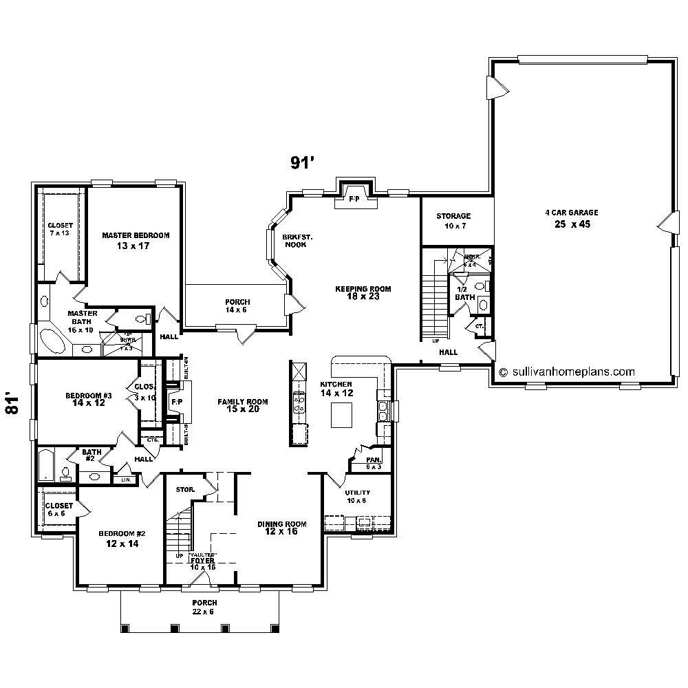 Floor Plan First Story of Luxury Plan #170-1072