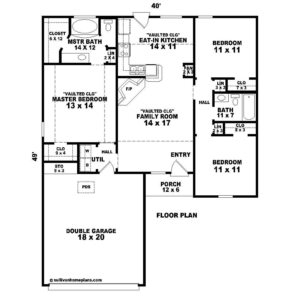 Floor Plan First Story of Ranch Plan #170-1077