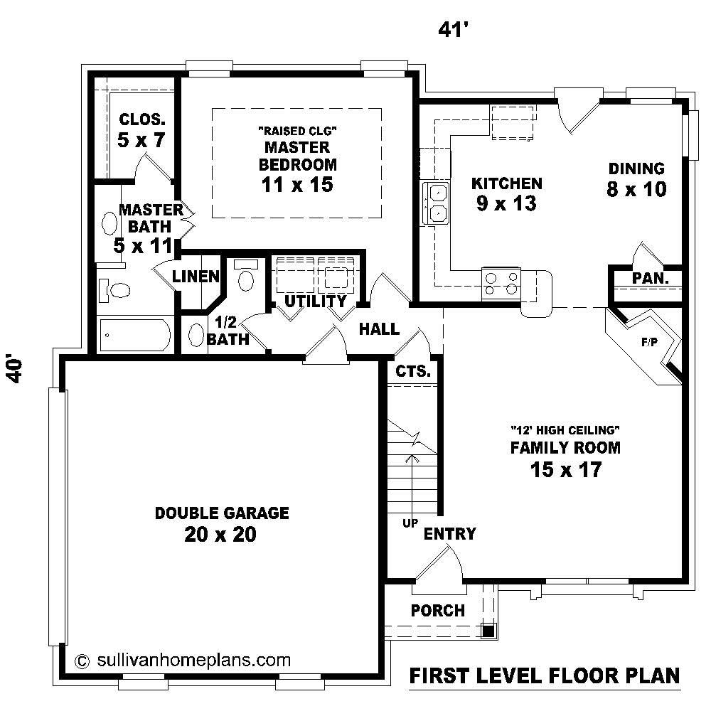 Floor Plan First Story of French Plan #170-1083