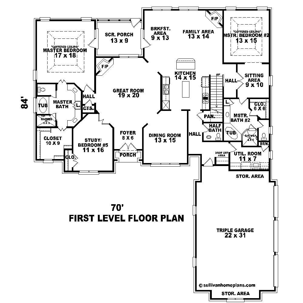 Floor Plan First Story of Country Plan #170-1084