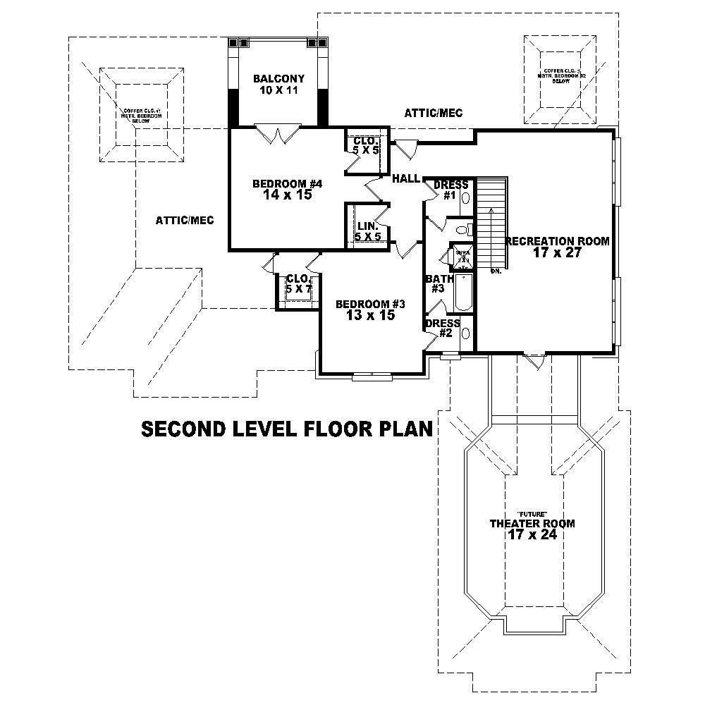 Floor Plan Second Story of Country Plan #170-1084