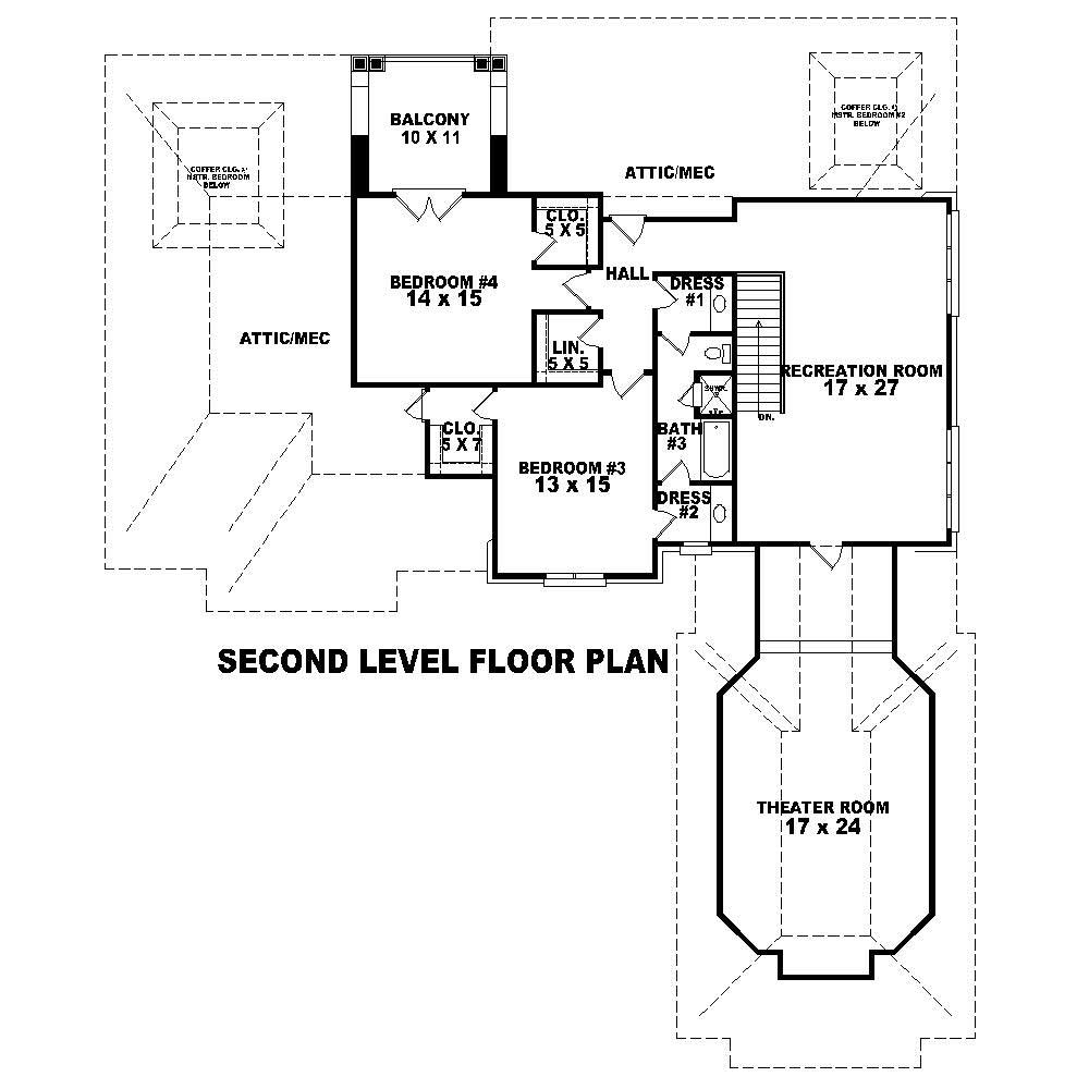 Floor Plan Second Story of Country Plan #170-1086