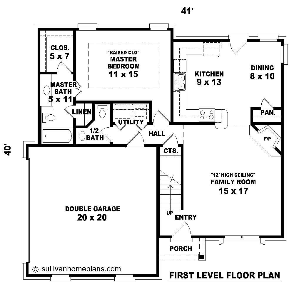 Floor Plan First Story of French Plan #170-1088