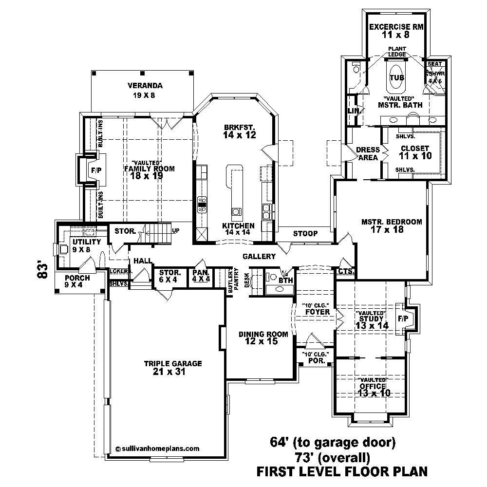 Floor Plan First Story of Country Plan #170-1091