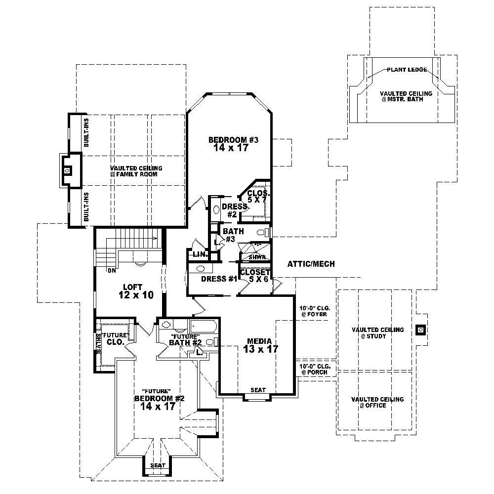 Floor Plan Second Story of Country Plan #170-1091