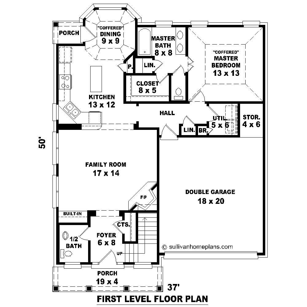 Floor Plan First Story of Cape Cod Plan #170-1093