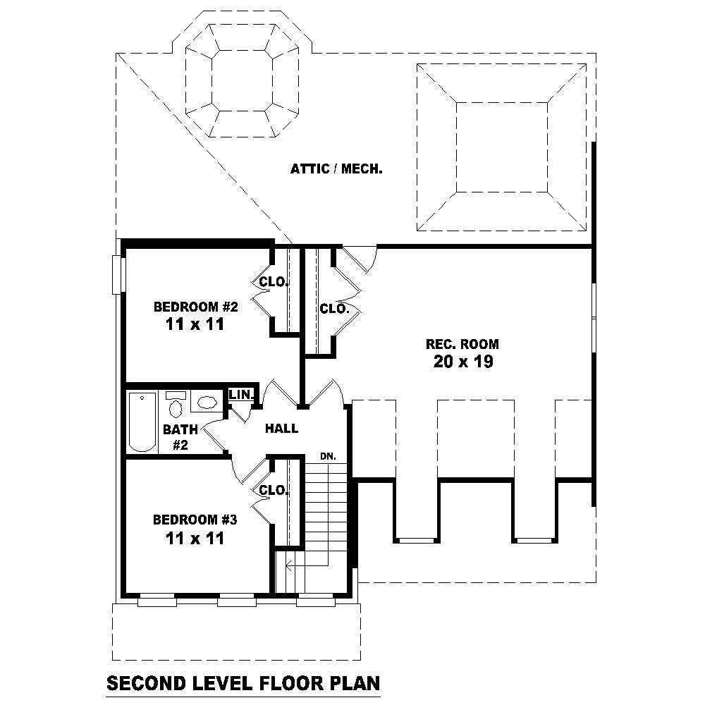 Floor Plan Second Story of Cape Cod Plan #170-1093