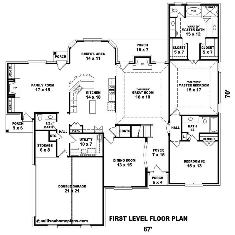 Floor Plan First Story of Southern Plan #170-1097