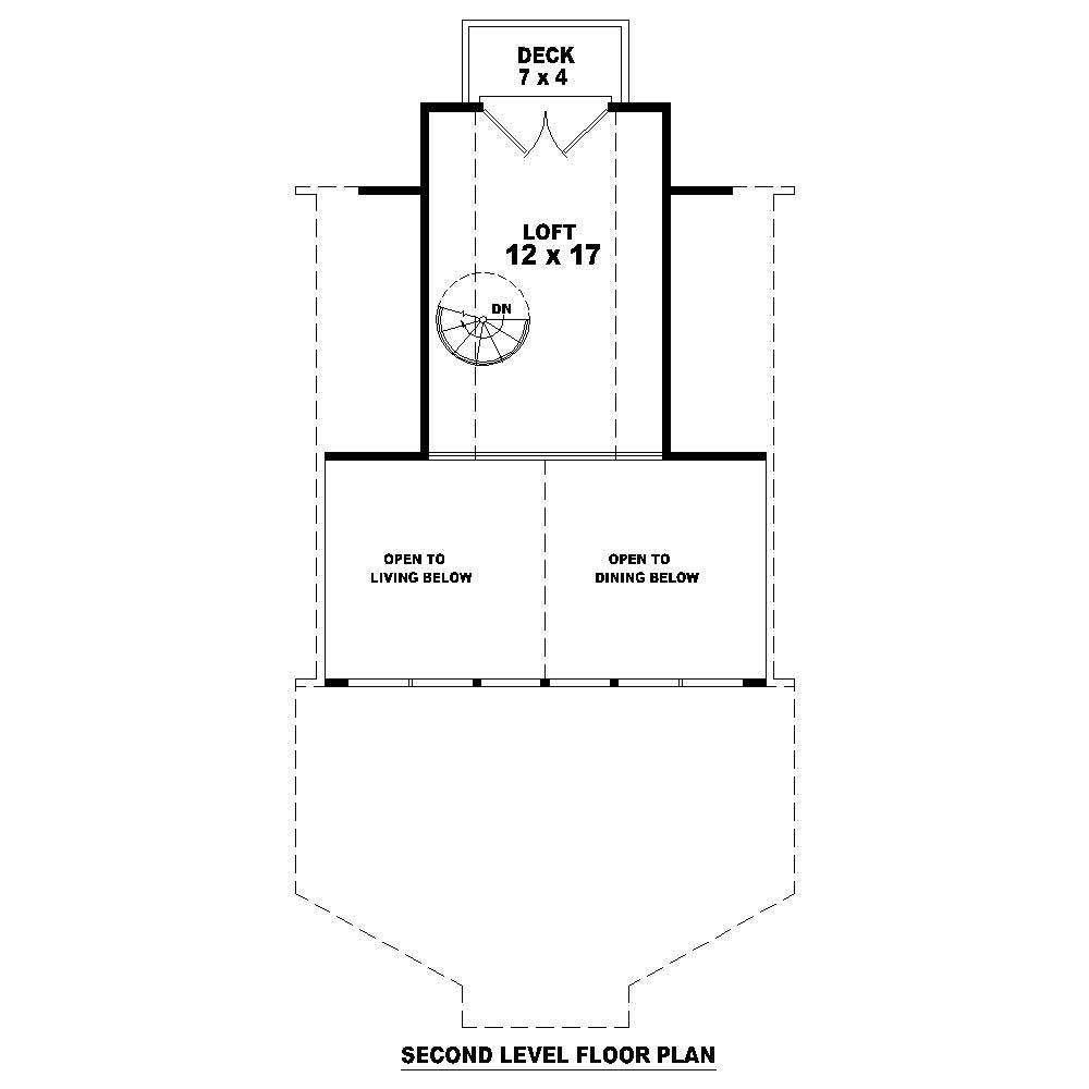 Floor Plan Second Story of A Frame Plan #170-1100