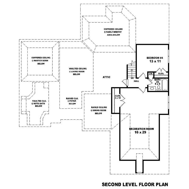 Floor Plan Second Story of Southern Plan #170-1105