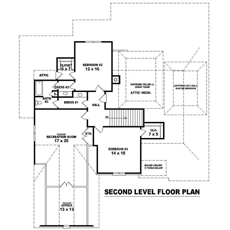 Floor Plan Second Story of Southern Plan #170-1108