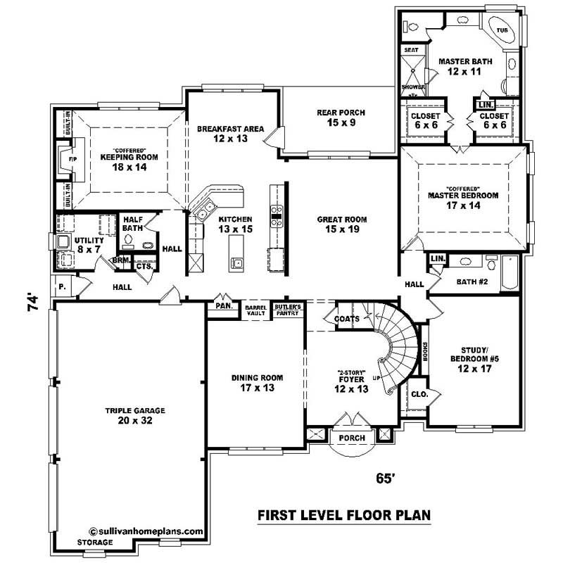 Floor Plan First Story of Southern Plan #170-1109