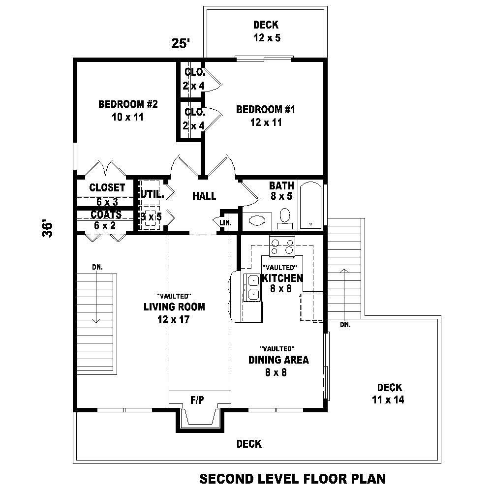 Floor Plan Second Story of Small House Plans #170-1121