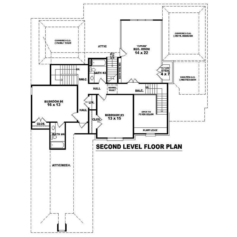 Floor Plan Second Story of Southern Plan #170-1126