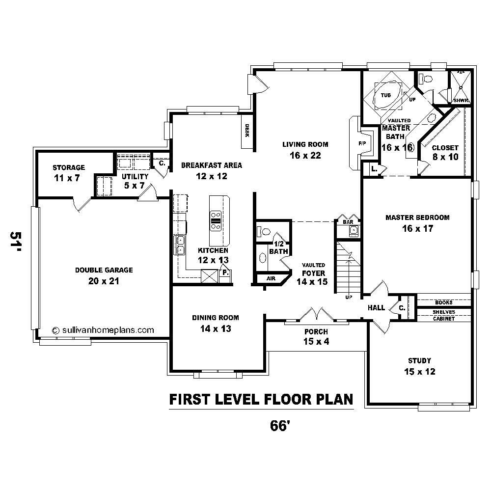 Floor Plan First Story of Cape Cod Plan #170-1136