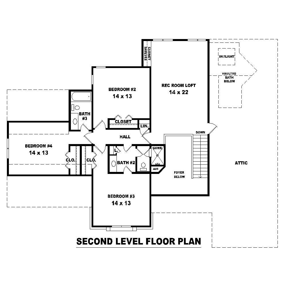 Floor Plan Second Story of Cape Cod Plan #170-1136