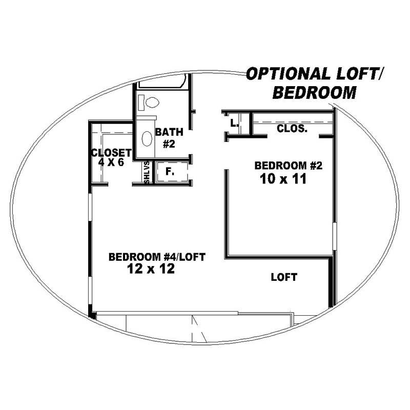 Floor Plan Bonus Room of Southern Plan #170-1138