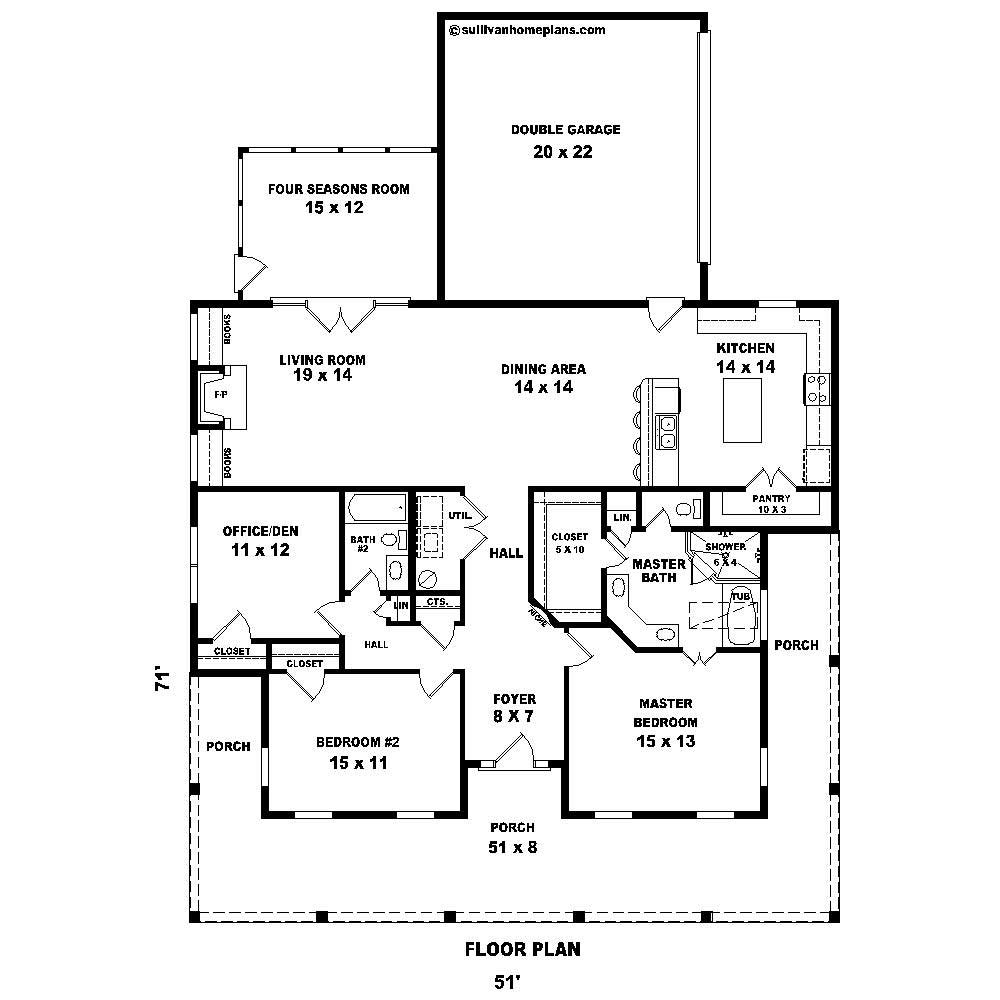 Floor Plan First Story of Country Plan #170-1140
