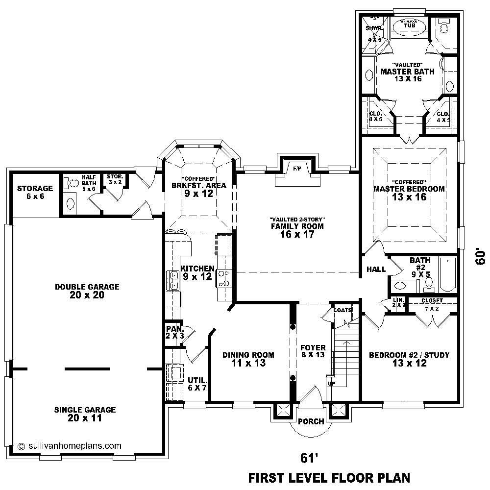 Floor Plan First Story of Traditional Plan #170-1144