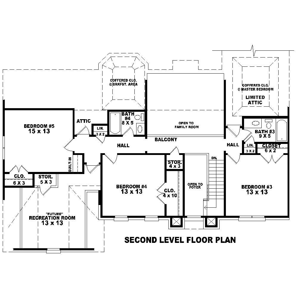 Floor Plan Second Story of Traditional Plan #170-1144