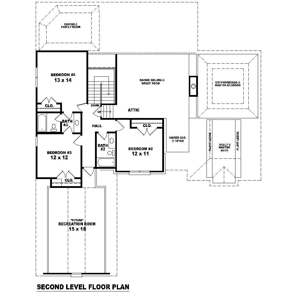 Floor Plan Second Story of Traditional Plan #170-1149