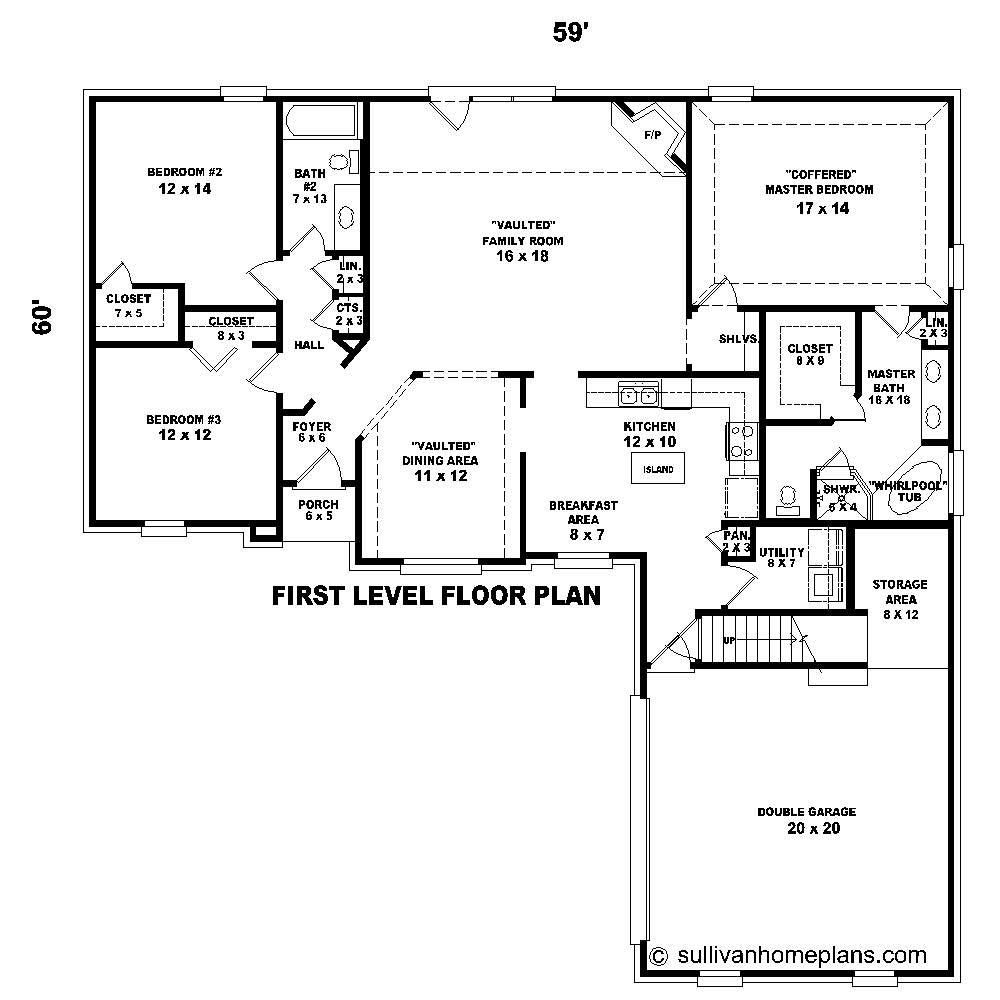 Floor Plan First Story of Cape Cod Plan #170-1150