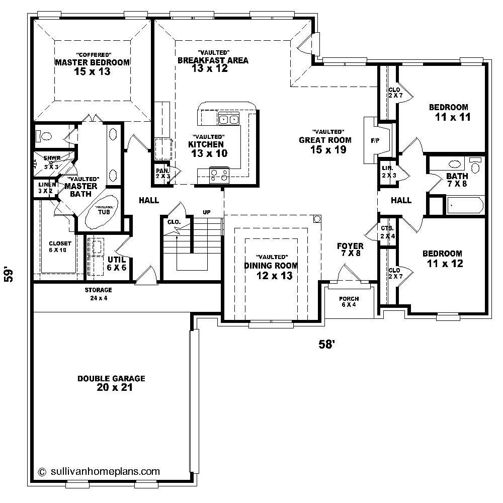 Floor Plan First Story of Cape Cod Plan #170-1151