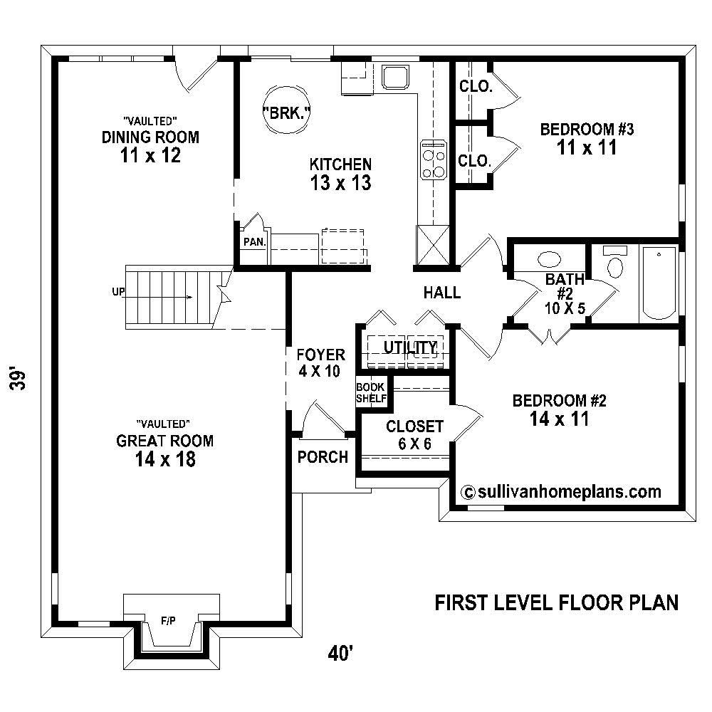 Floor Plan First Story of Small House Plans #170-1153