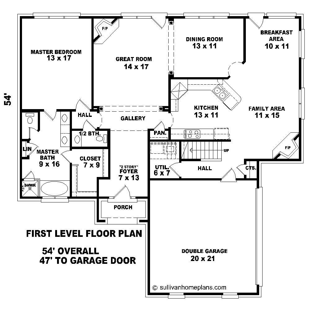 Floor Plan First Story of French Plan #170-1154