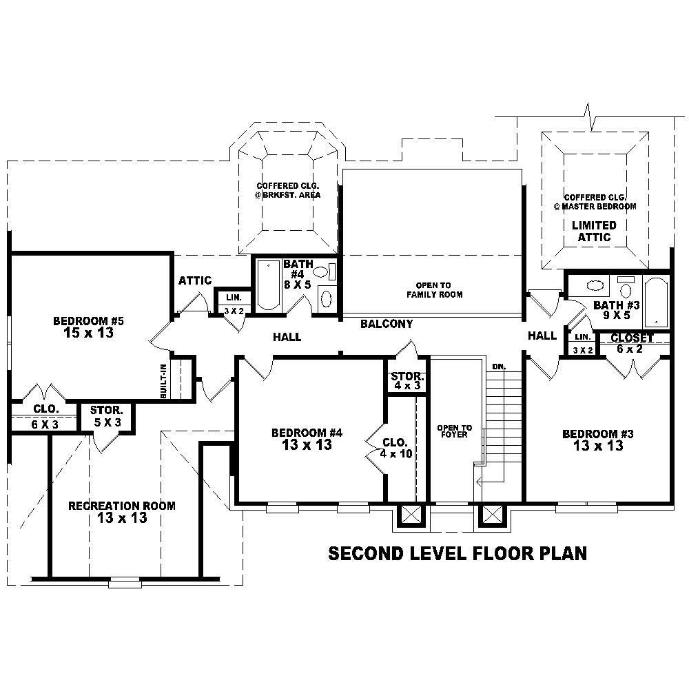Floor Plan Second Story of Traditional Plan #170-1156