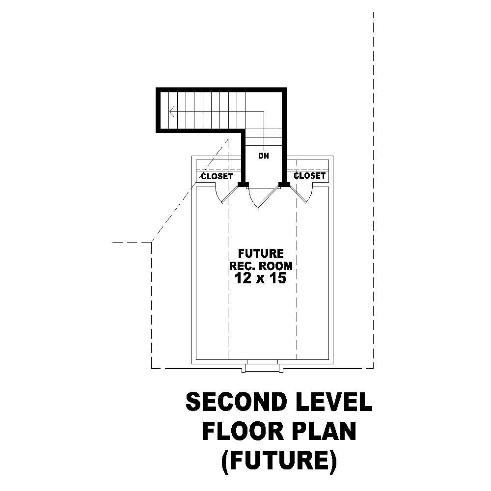Floor Plan Second Story of French Plan #170-1157