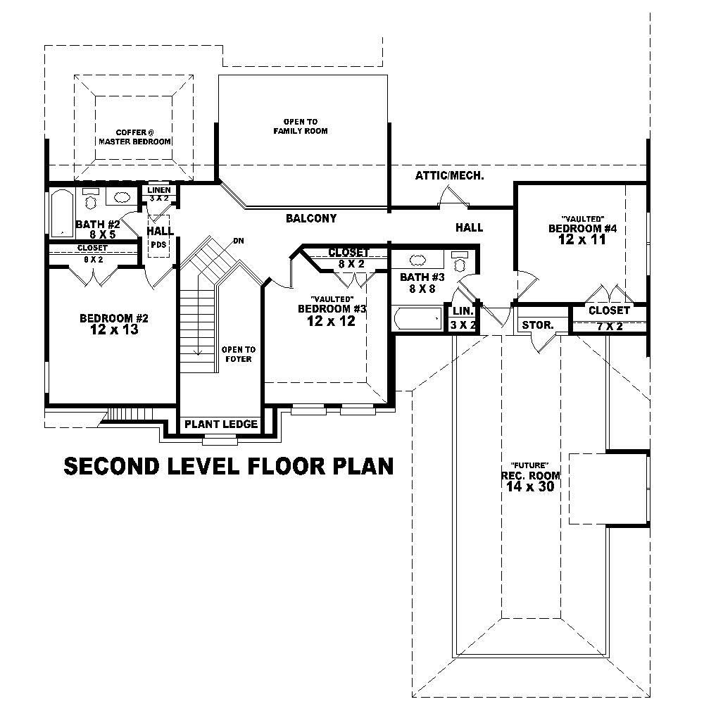Floor Plan Second Story of Country Plan #170-1158