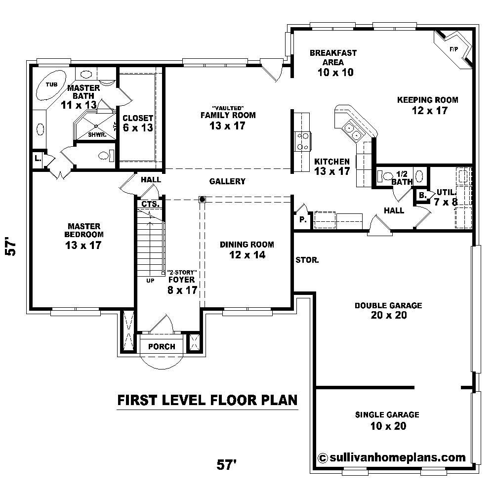 Floor Plan First Story of Cape Cod Plan #170-1163