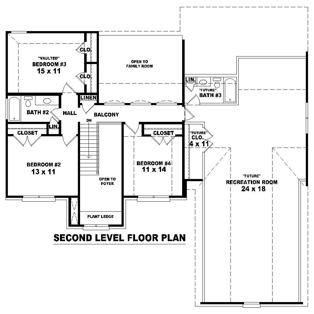 Floor Plan Second Story of Cape Cod Plan #170-1163